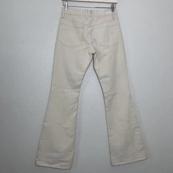 Brandy Melville Jeans Galt Small 26 Flared Cream Bootcut 100% Cotton Denim NEW - Picture 14 of 14